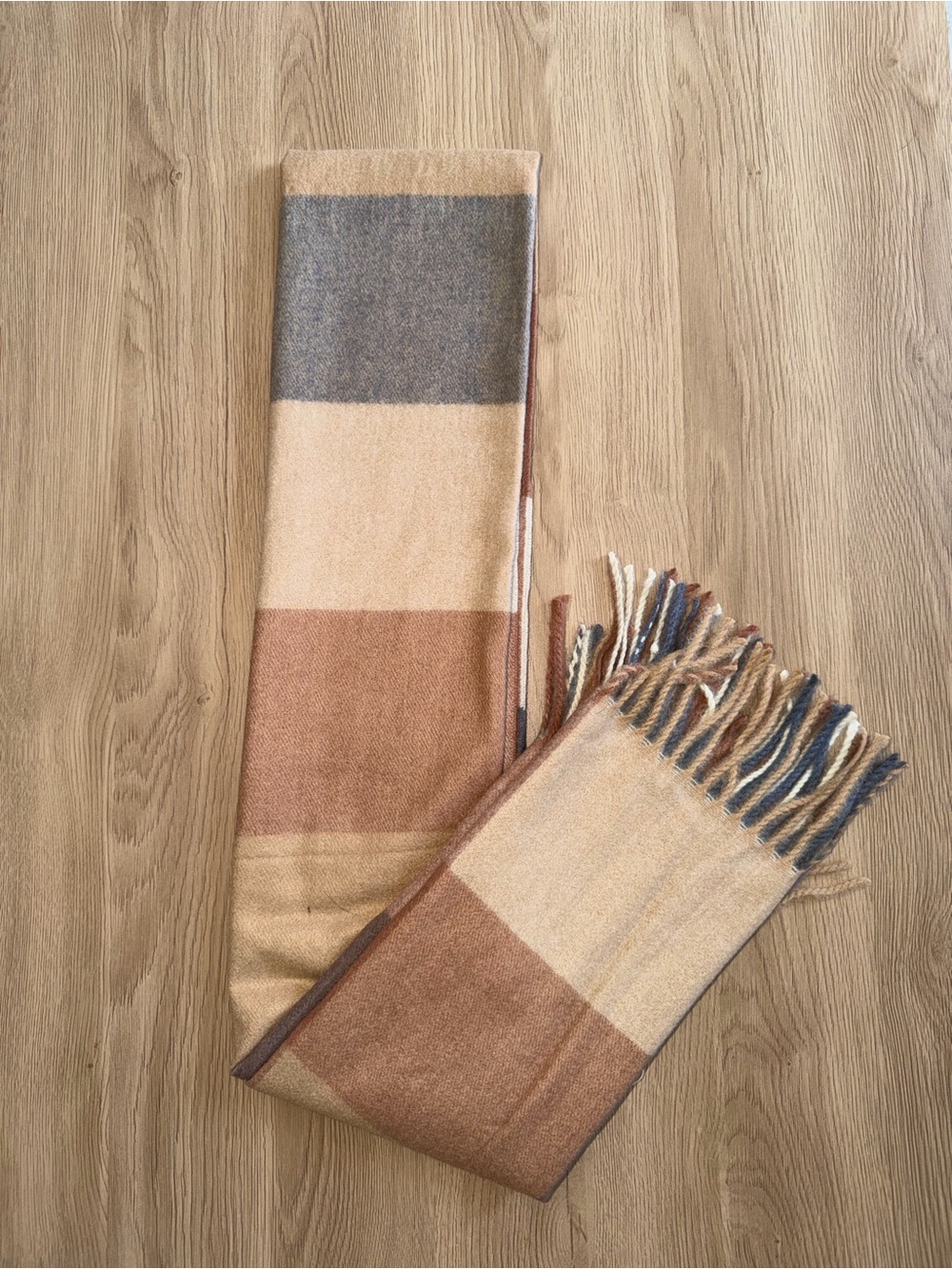 Wool-Blend Women’s Scarf in Tan, Brown & Gray